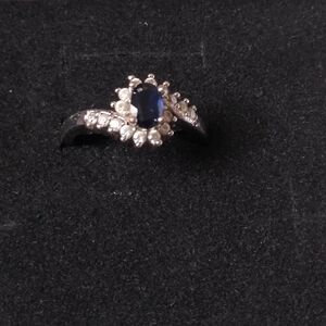 925 Sterling Silver Sapphire Ring.